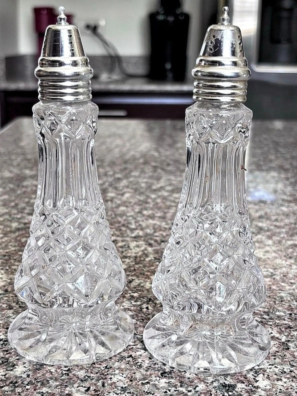 Galway Crystal Ashford Footed Salt & Pepper Set Clear 7.5" x 3" Czech Republic